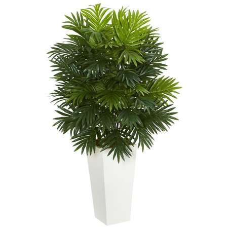 NEARLY NATURAL Areca Palm Artificial Plant in White Tower Planter 6387